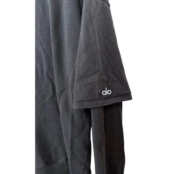 Alo Men's Black Mock-Neck Built-In Tee Layered on Long-Sleeve - Small - Picture 4 of 6